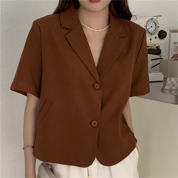 

pants hzirip outwear all match 2021 casual elegant femme vintage ol office ladies coats retro short sleeve blazer jackets, White