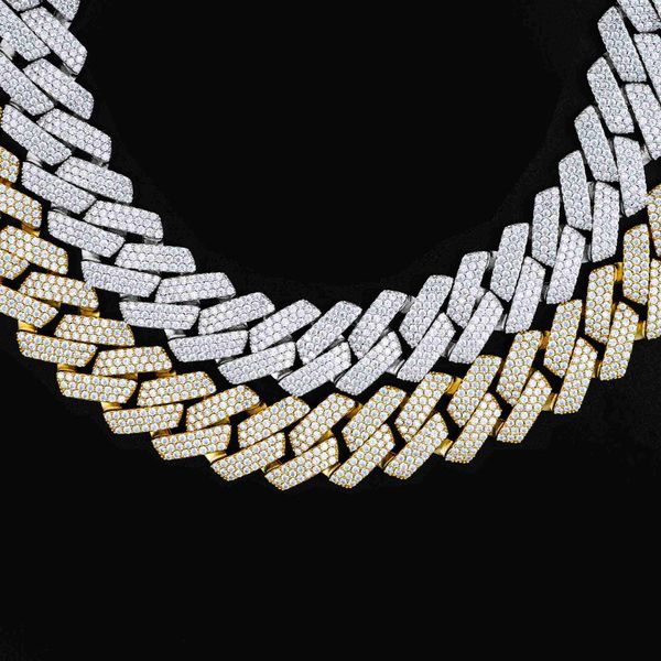 

gold plated hip hop diamond jewelry 925 sterling silver necklace vvs moissanite 925 sterling silver cuban chain