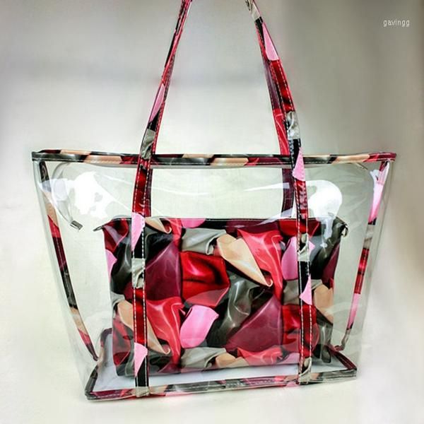 

shoulder bags womens beach totes bag clear plastic crystal transparent flower print style crossbody composite handbag