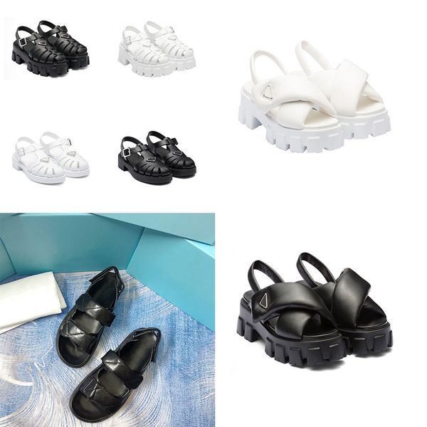 

women foam rubber sandals monolith platform sandal soft lining leather concave convex sole triangle womens vintage outdoor beach shoes size, Black