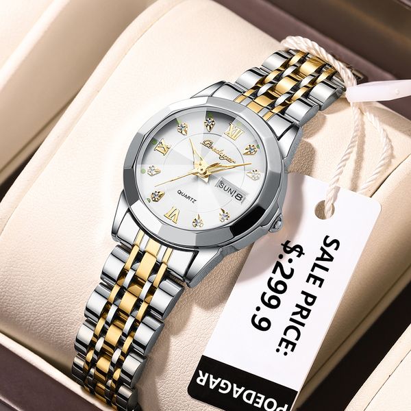 

women's watches poedagar luxury elegant ladies watch casual stainless steel luminous waterproof quartz dress clock 230426, Slivery;golden