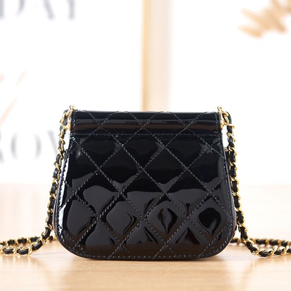

designer bags crossbody bag 14cm patent leather cowhide shoulder bag woman wallet with box c198