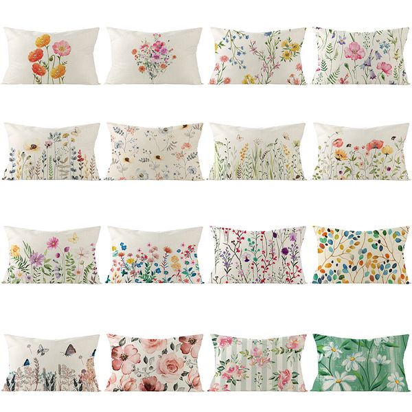 

Embroidery daffodil Spring Throw Pillow Covers Set Outdoor Patio Cushion Cases Summer Garden Decorations Home