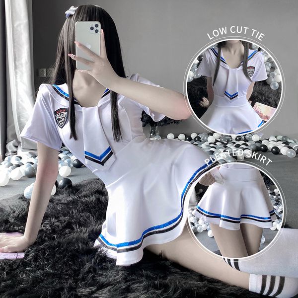 

set kostum cosplay siswa pelaut perguruan tinggi biru putih setelan lembut dengan celana dalam indah wanita bermain seragam siswa seksi ener, Red;black