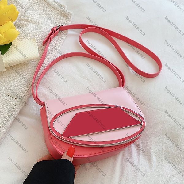 

fashion multicolor contrast ltaly dingdang bag fashion half round bag women one shoulder crossbody bag designer bag handbag nappa leather di