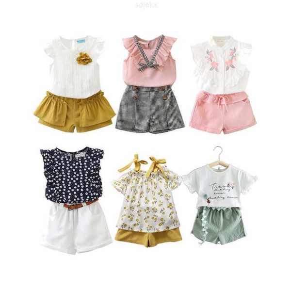 

clothing sets baby girl clothes 2pcs ruffle outfits white shirt + denim pants ripped jeans for girls
