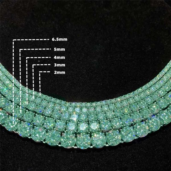 

pass diamond tester 2mm 3mm 4mm 5mm 6.5mm 925 silver blue moissanite tennis chain vvs moissanite diamond tennis necklace