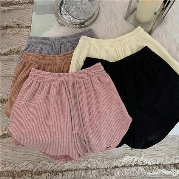 

womens shorts women summer high elastic lace up drawstring wide leg sweat short fitness running loose casual large sports pants 230426, White;black