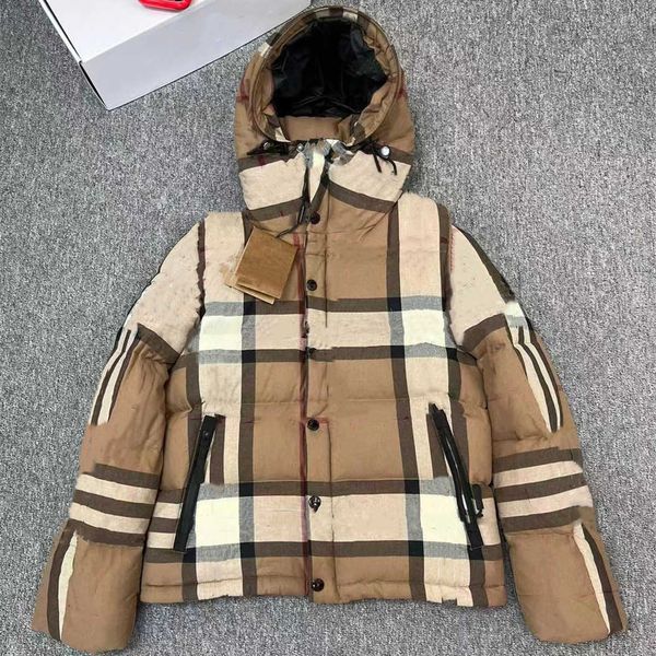 

men 2023 for burbrerysdown jacket with hood designer removable sleeves coat silicone letter patch outwear, Black