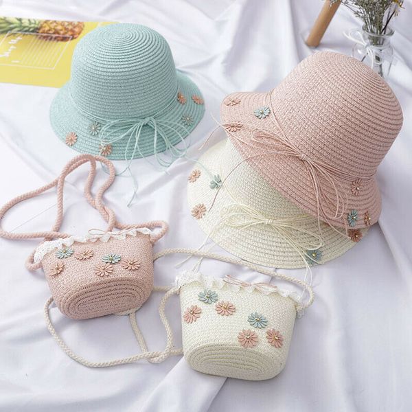 

caps hats beach summer baby kids girl bow straw flat brim hat hiking cap travel vacation sunscreen hatshoulder bags 230426, Yellow