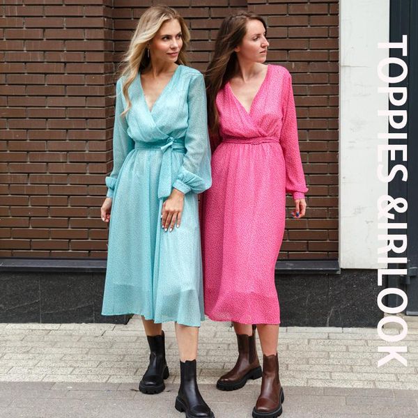 

dresses ies 2021 women dress heart print vestidos wrap around v neck long sleeve fashion pink chiffon dresses, Black;gray