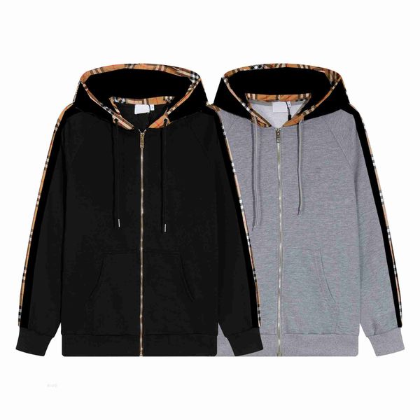 

men's designer autumn and winter men's all cotton true sweater hair ring hooded sweater original checkered fabric embroidery proce, Black