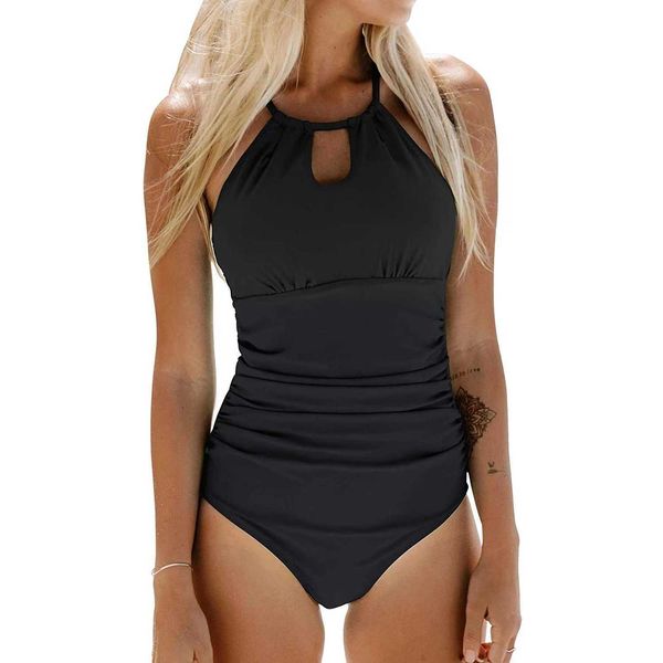 

solid color 2023 one piece triangle swimwear women's open back swimwear
