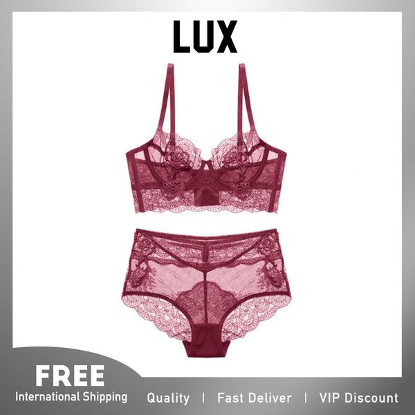 

dress lux new trendy fashion style french romantic lace breathable bra underwear matching set for women lingerie clothing, White
