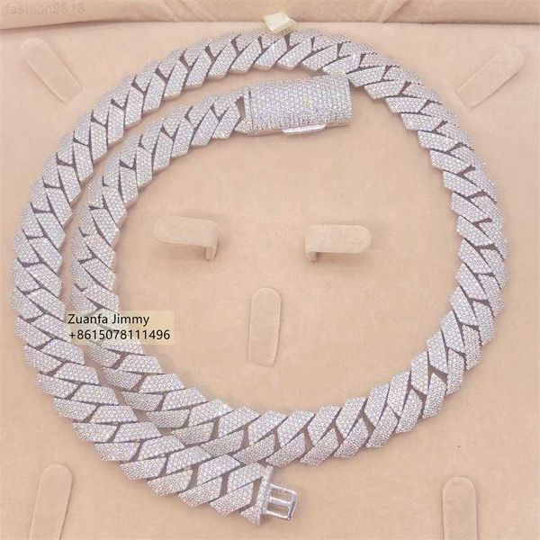

pass diamond tester 18mm 4row vvs1 moissanite hip hop style jewelry miami cuban link chain, Silver