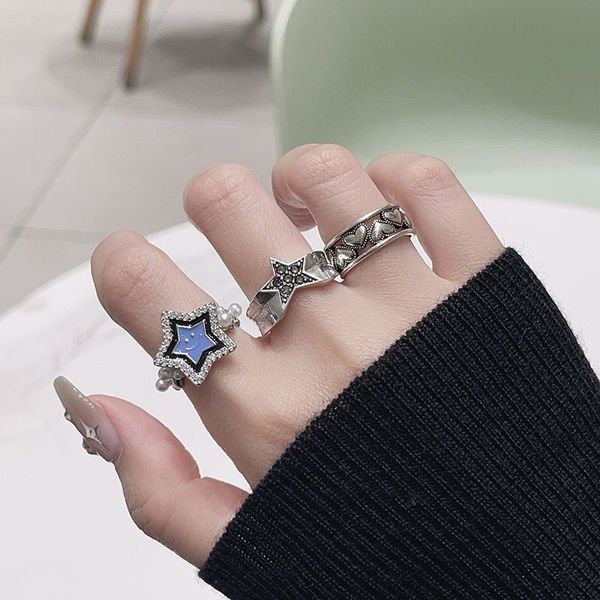 

promise rings for her unique engagement rings rings for women couple rings star metal open ring female retro index ring niche design feeling, Silver