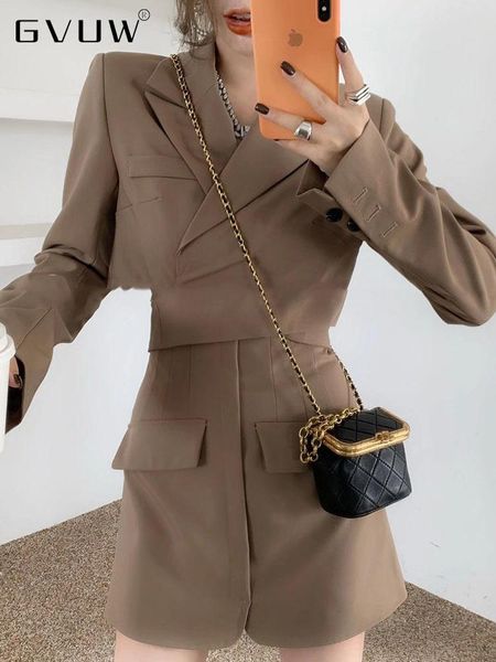 

dress gvuw temperament straps waist design sense suit open waist casual cross twopiece suit 2022 autumn women fashion 20a3314, White