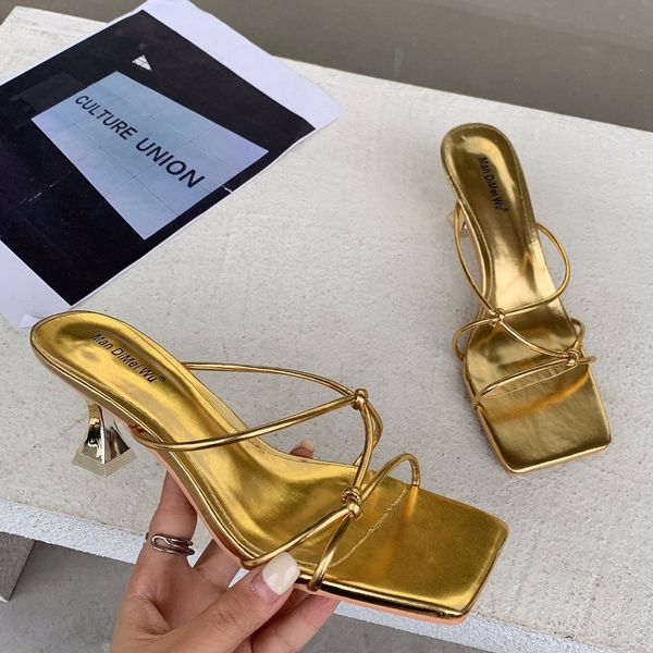 

sandals summer open toe high heel women slippers fashion female outdoor thin heel sandal slip on cross strap slides pumps j806 230427, Black