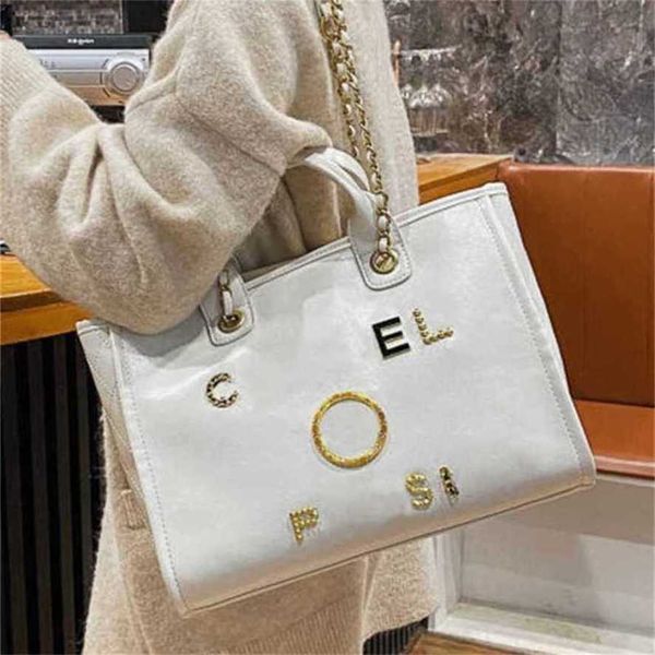 

50% off women's luxury handbags beach metal pearl letter badge tote bag small leather large chain wallet og2c