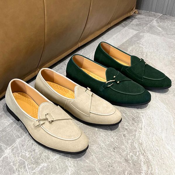 

suede dress shoes for women round toe loafers chic leisure shoe designer luxury brand flats slip on for man, Black