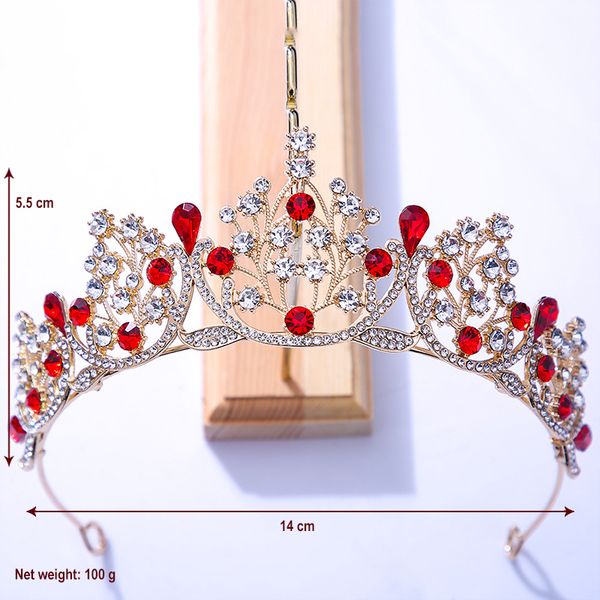 

new multicolor princess sweet bride crown red headwear crystal toast dress hair ornament 18th birthday gift ts-0017, Silver