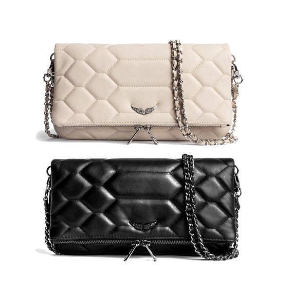 

designer zadig voltaire clutch bags womens mens luxury zipper chains diamond bag hobo pochette rock swing your wings handbags shoulder cross