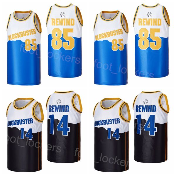 

film basketball 85 14 rewind movie jersey video blockbuster retro pullover breathable college vintage hiphop black blue for sport fans alter