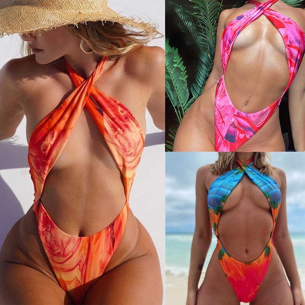 

one 2021 new piece swimsuit backless fun swimsuit thong bikini