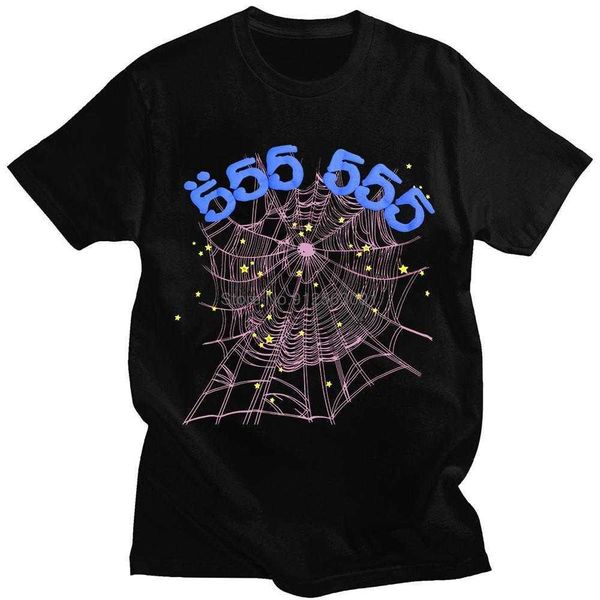 

men's t-shirts vintage printing sp5der 555555 angel number t shirt men women b quality spider web pattern t-shirt tees g230427, White;black