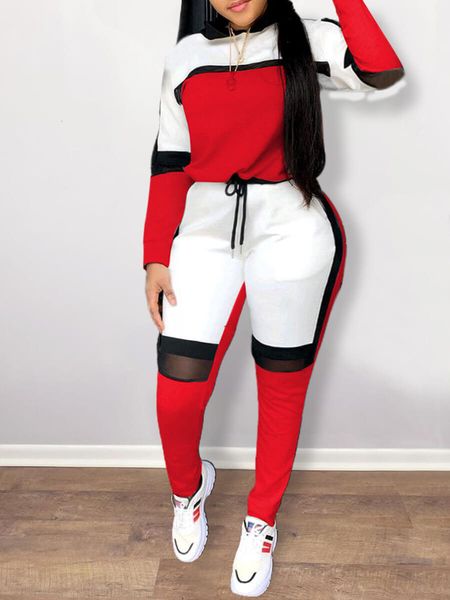 

women's plus size tracksuits lw women two piece colorlump tracksuit pants set patchwork sporty long sleeve conventional collar autumn o, Black