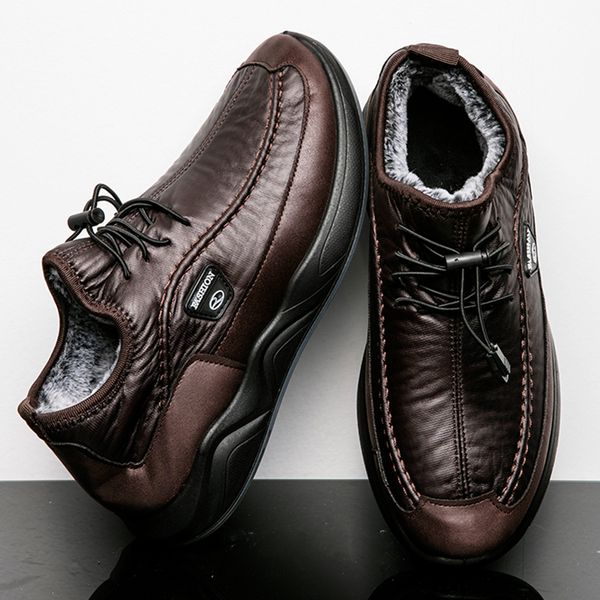 

safety shoes brand winter men's boots microfiber leather snow boots man plush warm causal shoe waterproof men boots male sneakers sprin, Black;brown