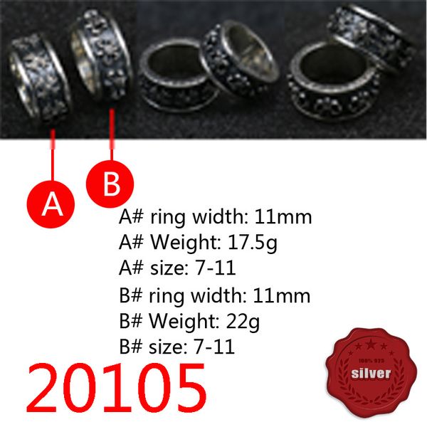

20105 fashion ring s925 sterling silver boat anchor cross flower rotable letter handsome personality simple couple european and american fin