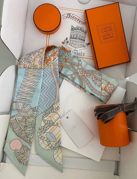 

sarongs 2023 baru tas dasi sutra murbei syal panjang bintang internet artis gaya yang sama setelan pita kepala 230427, Blue;gray