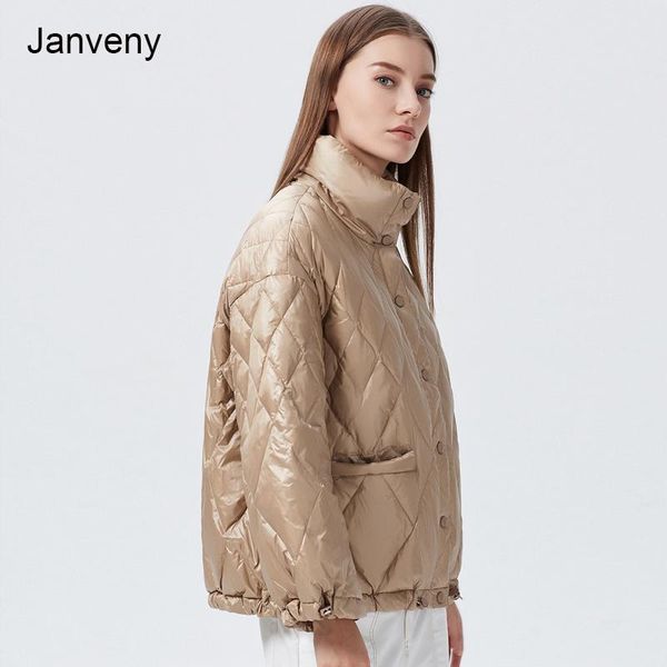 

parkas janveny 90% white duck down jacket autumn winter ultra light coat windproof female warm short loose parkas outerwear, Black
