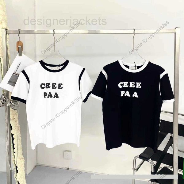 

women's knits & tees designer luxury women womens e summer style foam letter print t-shirt simple slim fit round neck contrast color s, White
