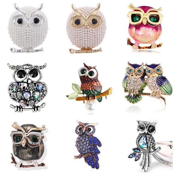 

pins brooches blue eyes enamel pins rhinestone couple owl brooch animal brooches for women men clothes scarf buckle collar jewelry pins w042, Gray