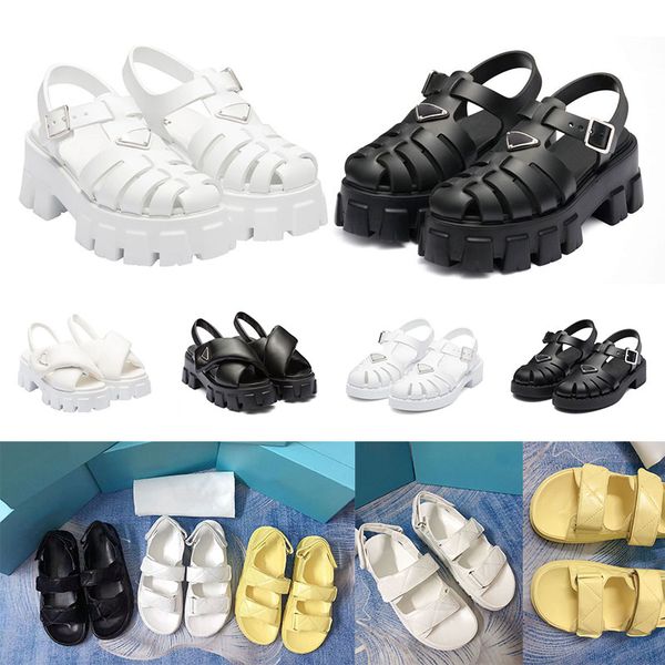 

women foam rubber sandals prad monolith platform sandal soft lining leather concave convex sole triangle black womens vintage outdoor beach