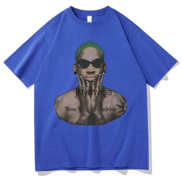 

men's t-shirts the worm dennis rodman graphic print t-shirt regular men hip hop fashion tee man womens crewneck quality basketball boy, White;black