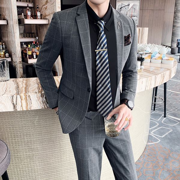 

men's suits blazers 7xl 6xl jackets pants mens slim business casual suits dress 2piece set male wedding groom blazer coat trousers 2304, White;black