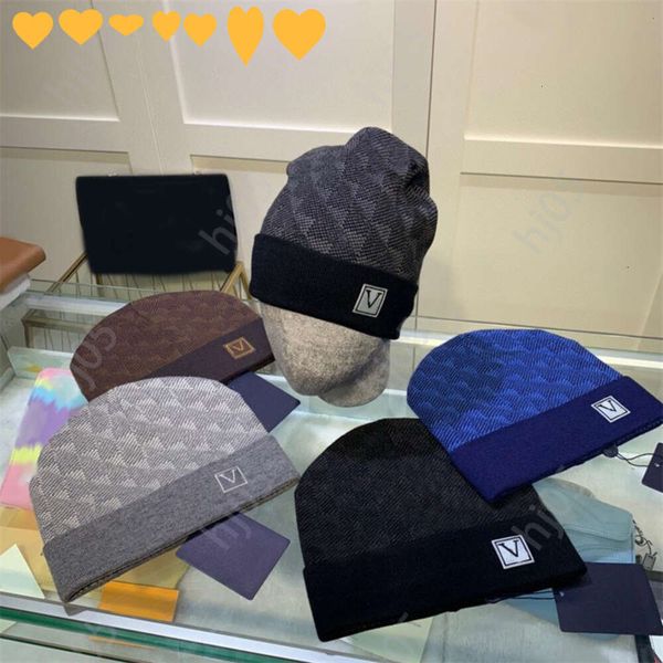 

Plaid designer beanie designer hats for men knitted bonnets winter hat fall thermal skull cap ski travel classical luxury beanies brown black grey keep warm 1112222, 2#
