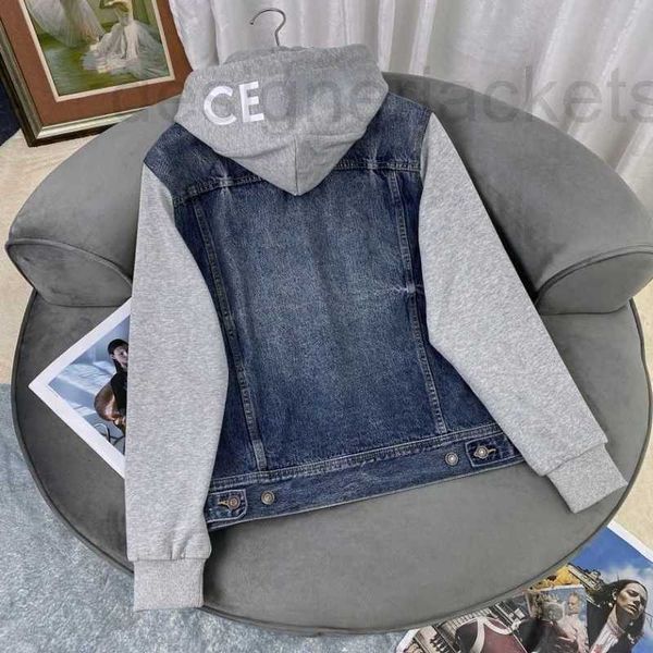 

men's jackets designer jacket mens autumn and winter washed denim splicing contrast sweater couples hoodie n9js, Black;brown