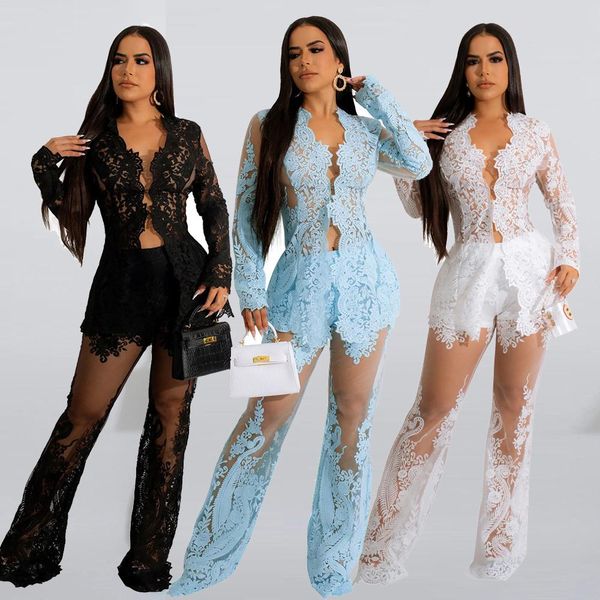 

pants blazer cloak suits jacket two piece set women elegant luxury club outfits party 2022 winter fall clothing 2 piece pant sets, White