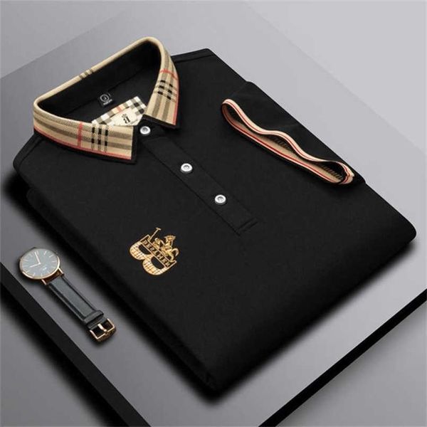 

end embroidered high short sleeved cotton polo shirt men s t shirt korean fashion summer luxury 220606, Black;brown
