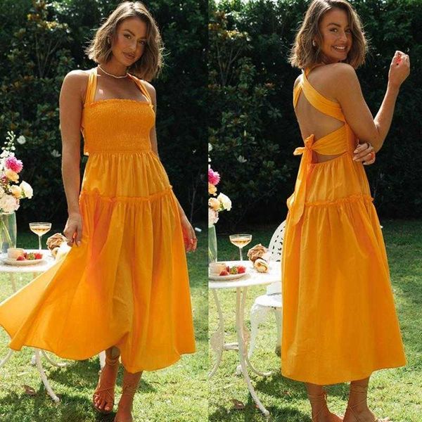 

womens solid color dress sleeveless halter back lace up swing long, Black;gray