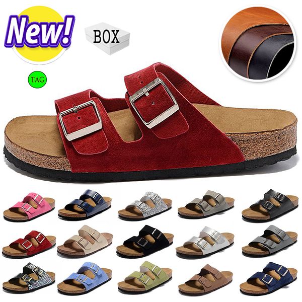 

designer birkinstock slippers germany boken cork boken women's shoes beach sandals arizona two-button flat heel men's shoes 34-46, Black