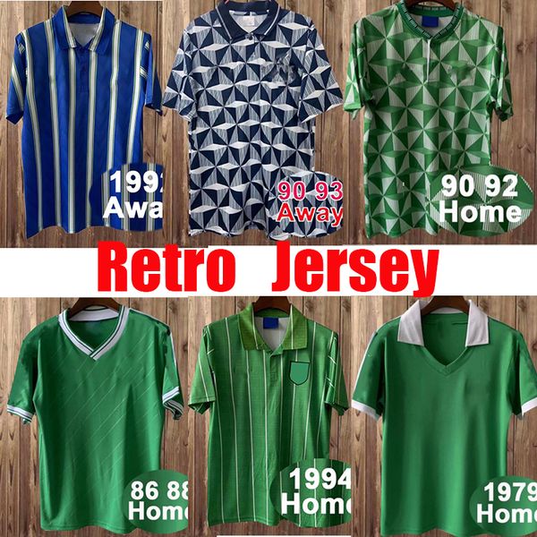 

retro northern ireland 90 91 92 93 soccer jerseys mens national team home gray white away third football shirt short sleeve uniforms, Black;yellow