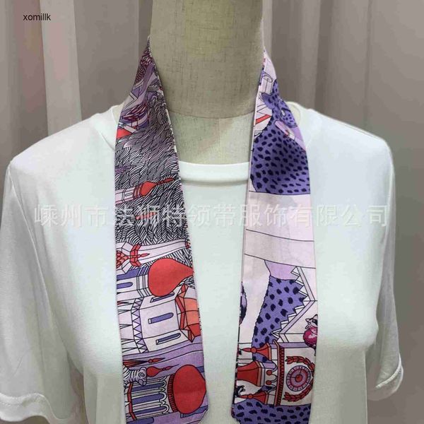 

hermm designer scarves cravat silk scarf h family elegant animal city binding bag handle ribbon spring fashion new product, Blue;gray