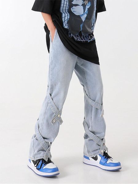 

jeans women bandage pant jeans high waist denim pants wide leg blue jeans vintage quality fashion straight streetwear 2022 autumn