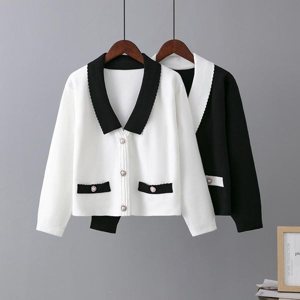 

sweaters hlbcbg black white cardigan for women single breasted woman cardigan sweater fall winter long sleeve knitted open cardigan, White;black