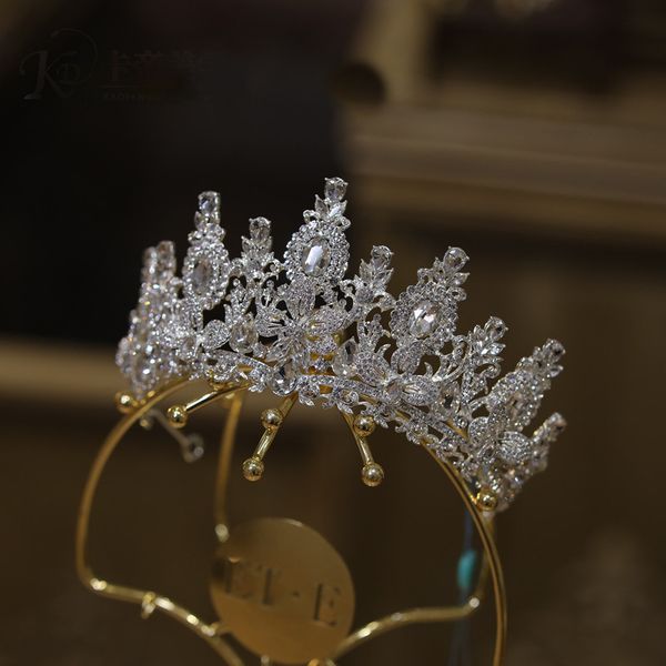 

group new electroplated women's crown simple street shoot crown hair accessories dinner dresses design pan hair princess accessories, Silver